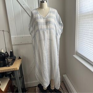 Eileen Fisher Striped V-Neck Kaftan Dress